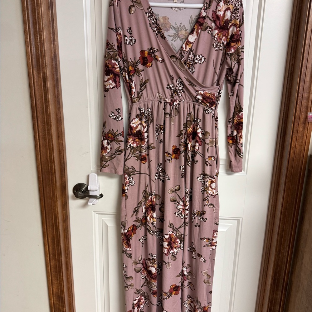 Floral Long Sleeve Dress in Pink